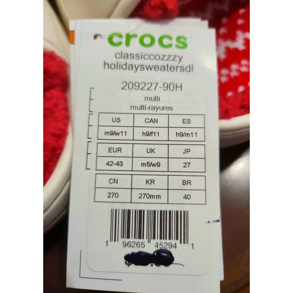 Crocs Unisex Classic Cozzzy Holiday Sweater Sandal Size M9 W11 Brand New